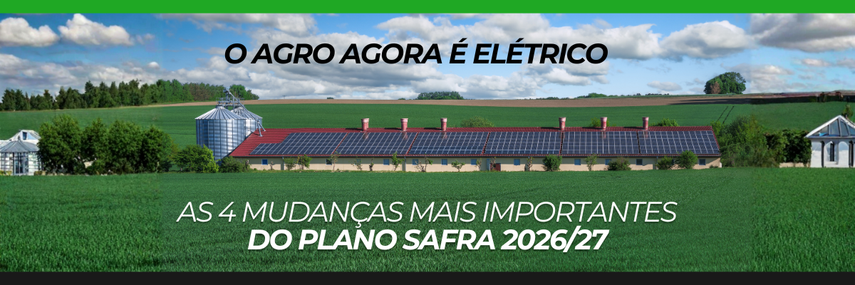 Painel solar fotovoltaico instalado em propriedade rural, representando o financiamento de energia solar no Plano Safra 2026/27